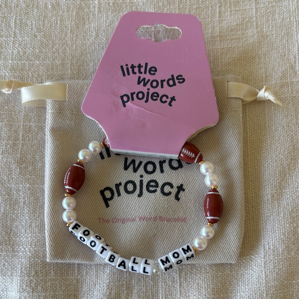 Little Words Project 'Football Mom' Pearl & Brown Bead Kids Bracelet - Picture 3 of 3